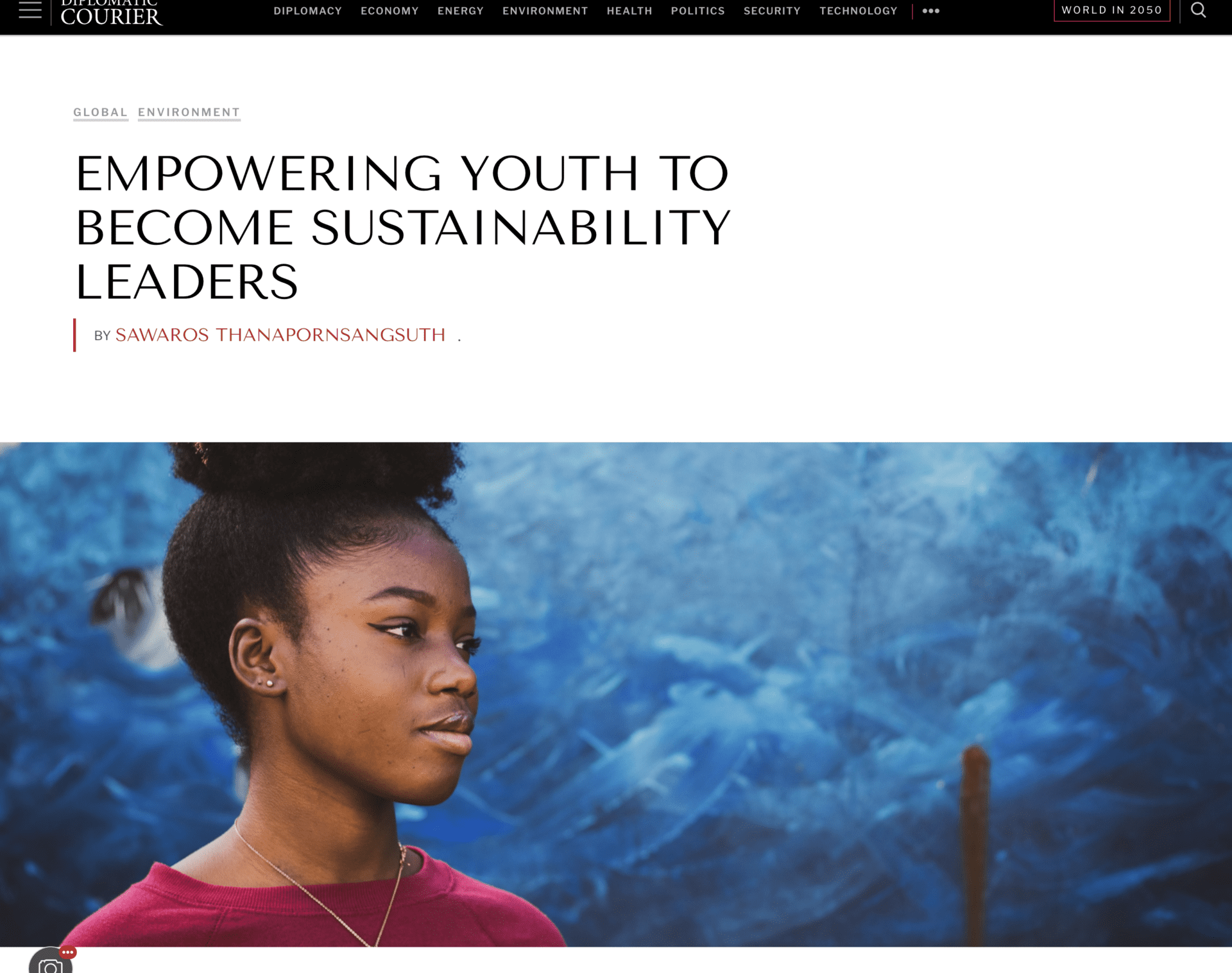 OpEd on Empowering Youth to Become Sustainability Leaders